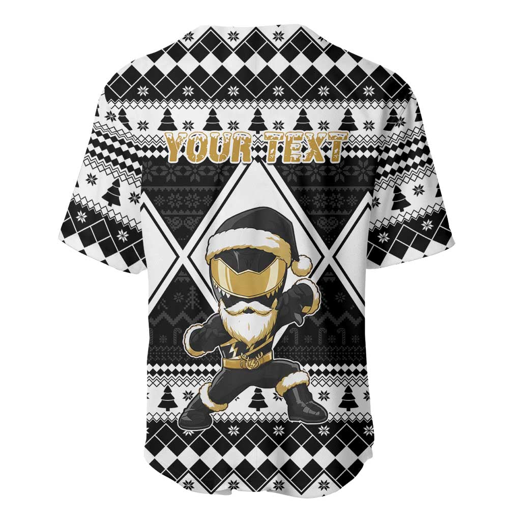 Personalized Power Black Ranger Santa Claus Baseball Jersey Funny Christmas - Wonder Print Shop