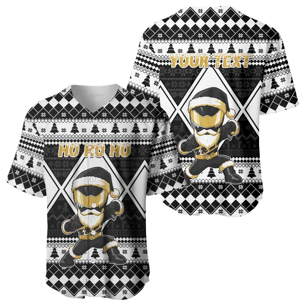 Personalized Power Black Ranger Santa Claus Baseball Jersey Funny Christmas - Wonder Print Shop