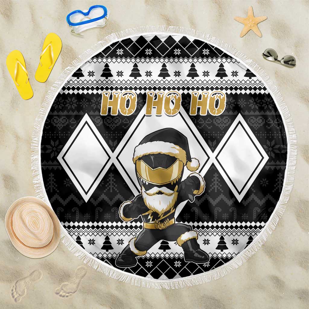 Power Black Ranger Santa Claus Beach Blanket Funny Christmas - Wonder Print Shop