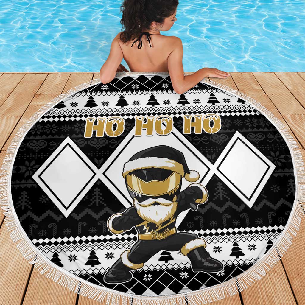Power Black Ranger Santa Claus Beach Blanket Funny Christmas - Wonder Print Shop