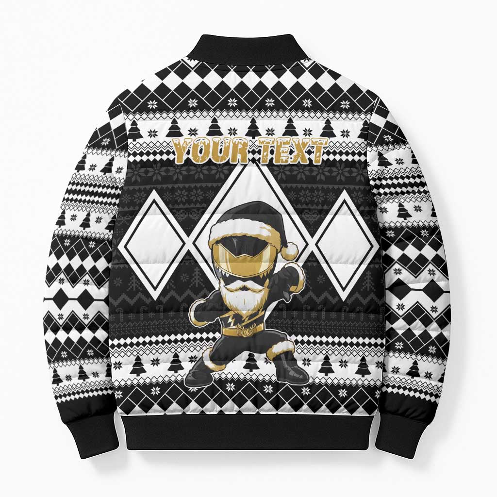 Personalized Power Black Ranger Santa Claus Bomber Puffer Jacket Funny Christmas - Wonder Print Shop