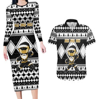 Personalized Power Black Ranger Santa Claus Couples Matching Long Sleeve Bodycon Dress and Hawaiian Shirt Funny Christmas - Wonder Print Shop