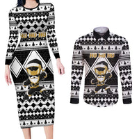 Personalized Power Black Ranger Santa Claus Couples Matching Long Sleeve Bodycon Dress and Long Sleeve Button Shirt Funny Christmas - Wonder Print Shop