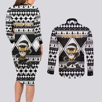 Personalized Power Black Ranger Santa Claus Couples Matching Long Sleeve Bodycon Dress and Long Sleeve Button Shirt Funny Christmas - Wonder Print Shop