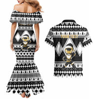 Personalized Power Black Ranger Santa Claus Couples Matching Mermaid Dress and Hawaiian Shirt Funny Christmas - Wonder Print Shop