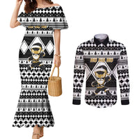 Personalized Power Black Ranger Santa Claus Couples Matching Mermaid Dress and Long Sleeve Button Shirt Funny Christmas - Wonder Print Shop