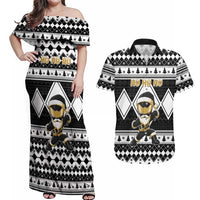 Personalized Power Black Ranger Santa Claus Couples Matching Off Shoulder Maxi Dress and Hawaiian Shirt Funny Christmas - Wonder Print Shop