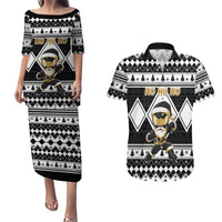 Personalized Power Black Ranger Santa Claus Couples Matching Puletasi and Hawaiian Shirt Funny Christmas - Wonder Print Shop