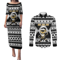 Personalized Power Black Ranger Santa Claus Couples Matching Puletasi and Long Sleeve Button Shirt Funny Christmas - Wonder Print Shop