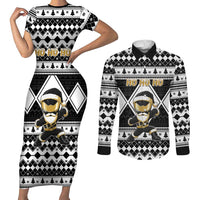 Personalized Power Black Ranger Santa Claus Couples Matching Short Sleeve Bodycon Dress and Long Sleeve Button Shirt Funny Christmas - Wonder Print Shop