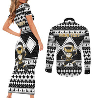 Personalized Power Black Ranger Santa Claus Couples Matching Short Sleeve Bodycon Dress and Long Sleeve Button Shirt Funny Christmas - Wonder Print Shop