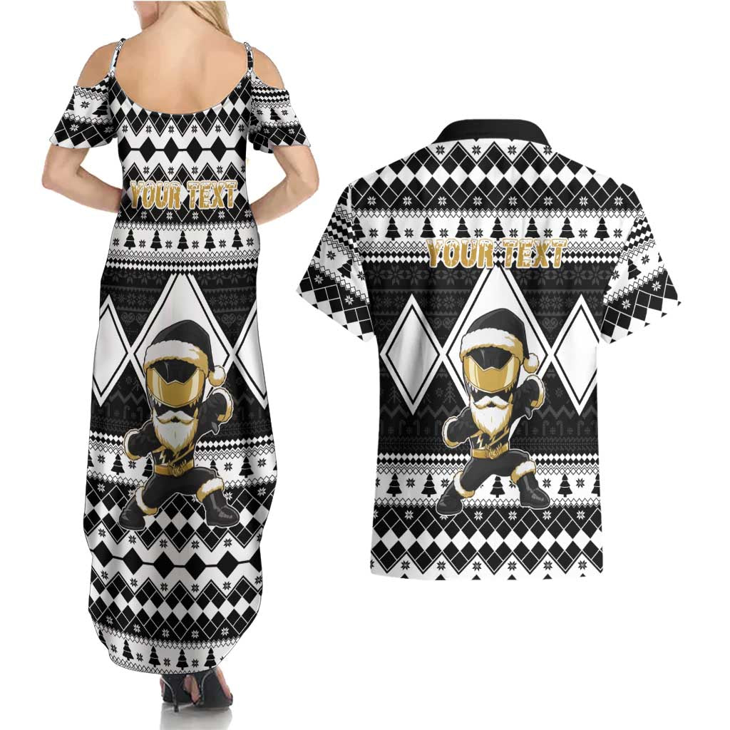 Personalized Power Black Ranger Santa Claus Couples Matching Summer Maxi Dress and Hawaiian Shirt Funny Christmas - Wonder Print Shop