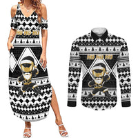 Personalized Power Black Ranger Santa Claus Couples Matching Summer Maxi Dress and Long Sleeve Button Shirt Funny Christmas - Wonder Print Shop