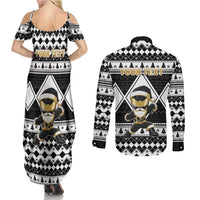 Personalized Power Black Ranger Santa Claus Couples Matching Summer Maxi Dress and Long Sleeve Button Shirt Funny Christmas - Wonder Print Shop
