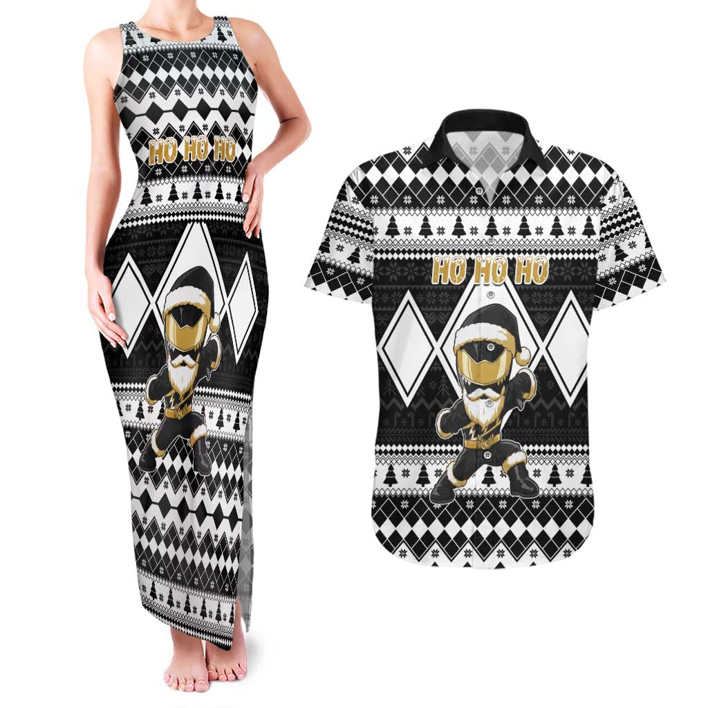 Personalized Power Black Ranger Santa Claus Couples Matching Tank Maxi Dress and Hawaiian Shirt Funny Christmas - Wonder Print Shop