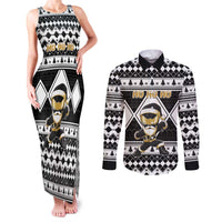 Personalized Power Black Ranger Santa Claus Couples Matching Tank Maxi Dress and Long Sleeve Button Shirt Funny Christmas - Wonder Print Shop