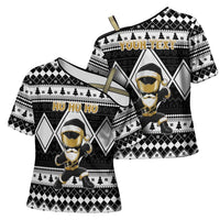 Personalized Power Black Ranger Santa Claus Cross Shoulder Shirt Funny Christmas - Wonder Print Shop