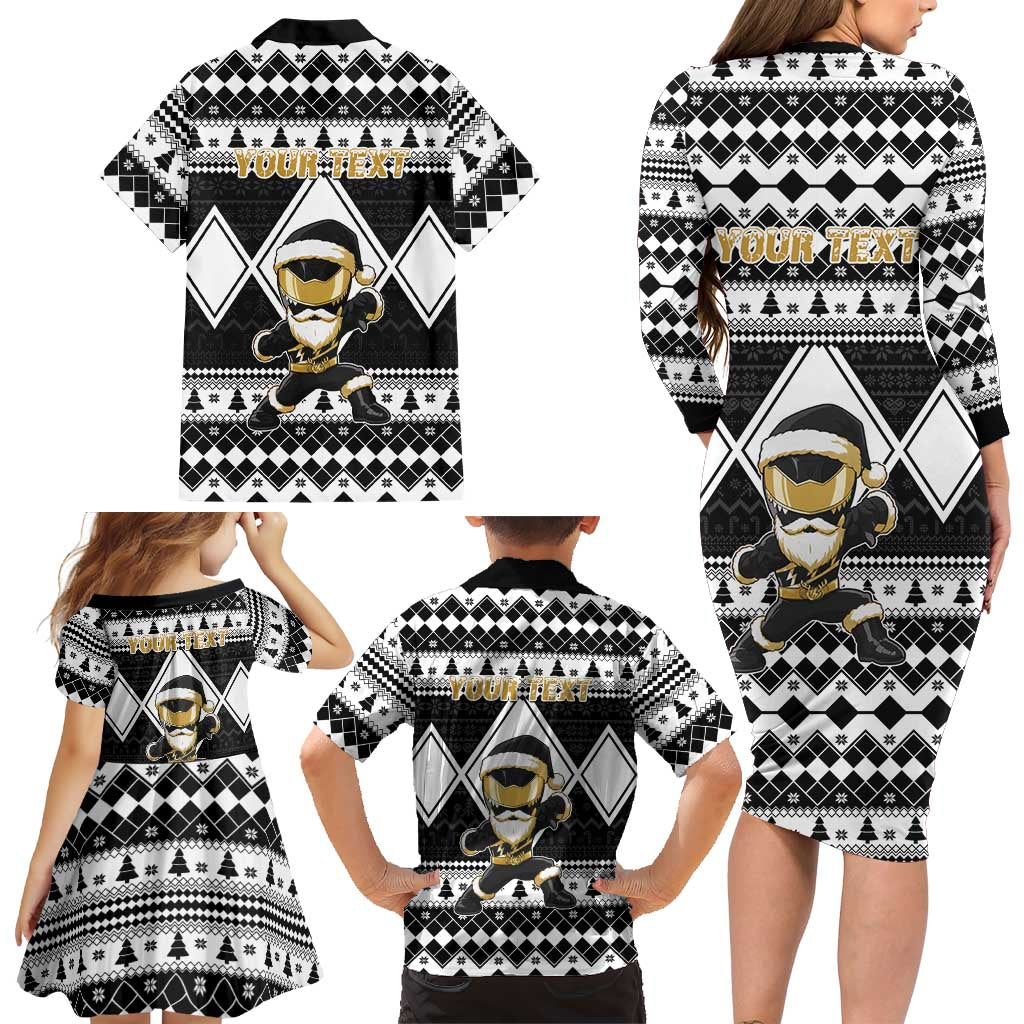 Personalized Power Black Ranger Santa Claus Family Matching Long Sleeve Bodycon Dress and Hawaiian Shirt Funny Christmas - Wonder Print Shop