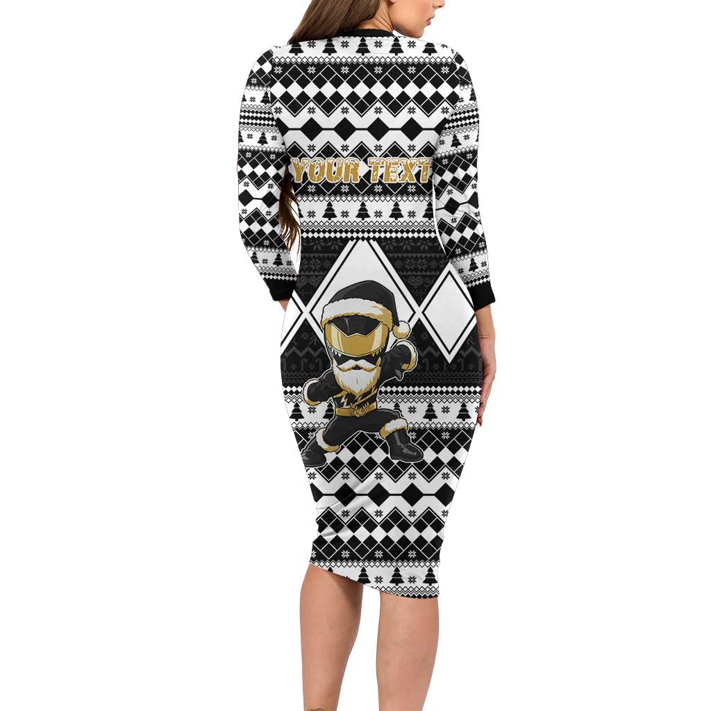 Personalized Power Black Ranger Santa Claus Family Matching Long Sleeve Bodycon Dress and Hawaiian Shirt Funny Christmas - Wonder Print Shop
