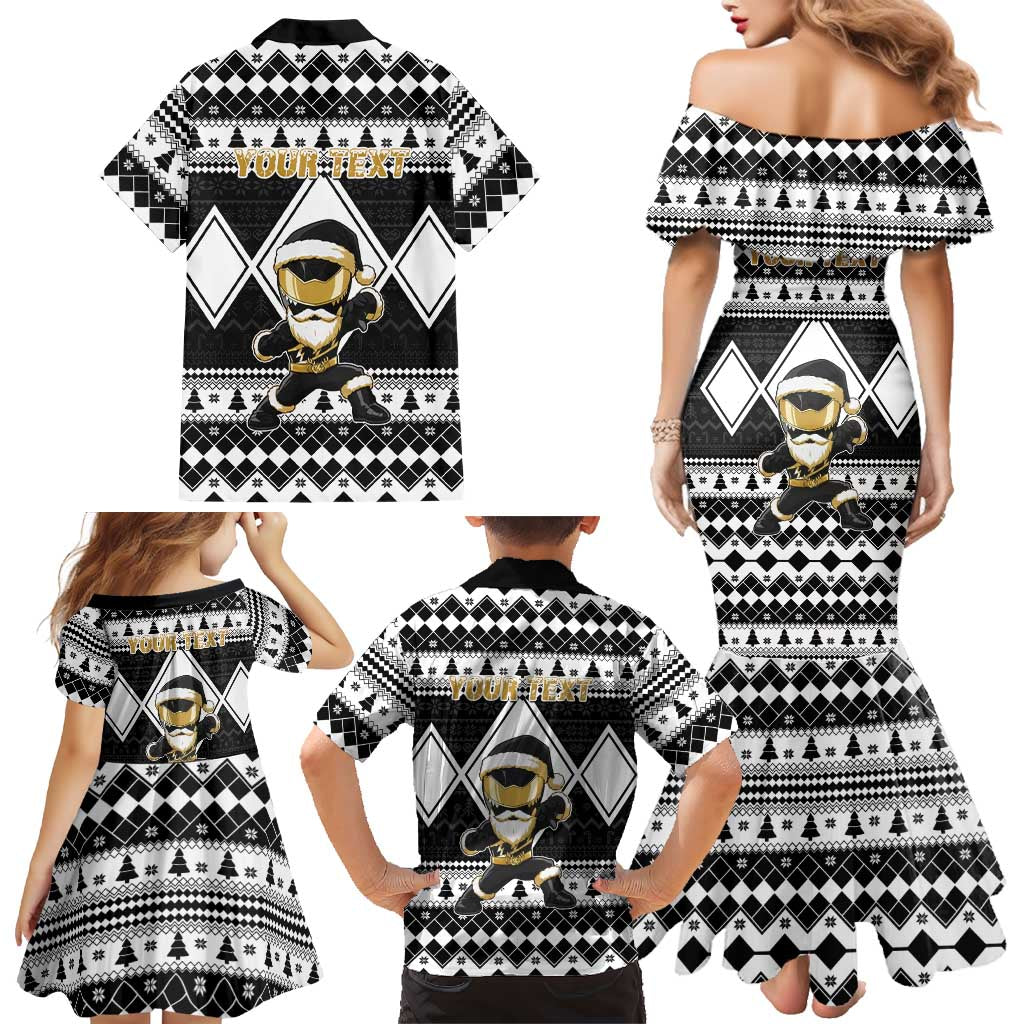 Personalized Power Black Ranger Santa Claus Family Matching Mermaid Dress and Hawaiian Shirt Funny Christmas - Wonder Print Shop