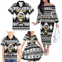 Personalized Power Black Ranger Santa Claus Family Matching Off The Shoulder Long Sleeve Dress and Hawaiian Shirt Funny Christmas - Wonder Print Shop