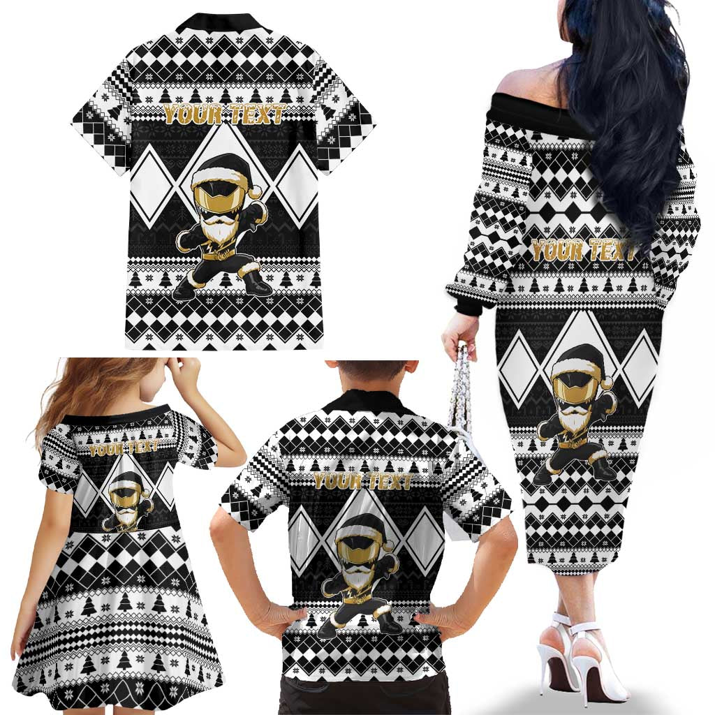 Personalized Power Black Ranger Santa Claus Family Matching Off The Shoulder Long Sleeve Dress and Hawaiian Shirt Funny Christmas - Wonder Print Shop