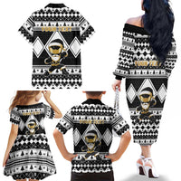 Personalized Power Black Ranger Santa Claus Family Matching Off The Shoulder Long Sleeve Dress and Hawaiian Shirt Funny Christmas - Wonder Print Shop