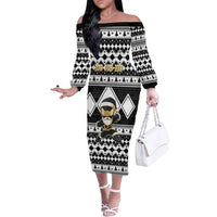 Personalized Power Black Ranger Santa Claus Family Matching Off The Shoulder Long Sleeve Dress and Hawaiian Shirt Funny Christmas - Wonder Print Shop
