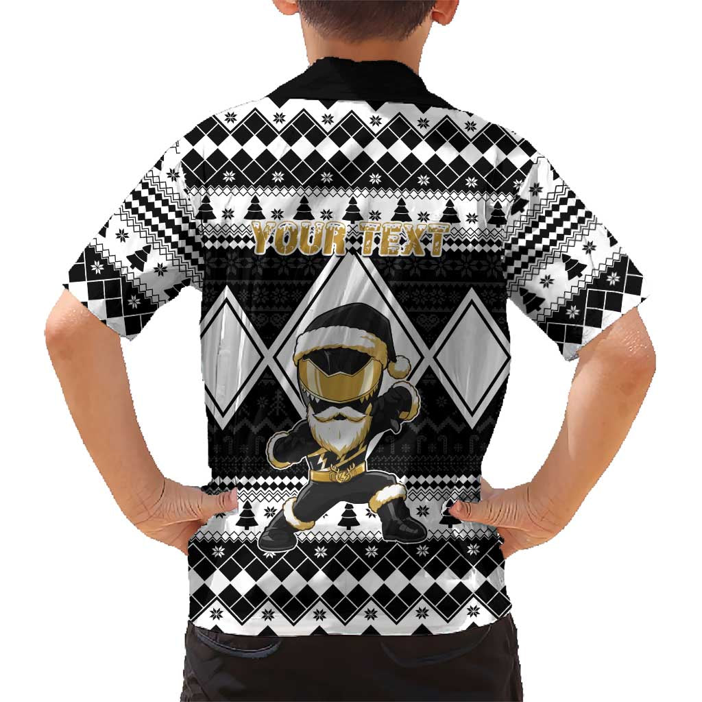 Personalized Power Black Ranger Santa Claus Family Matching Off Shoulder Maxi Dress and Hawaiian Shirt Funny Christmas - Wonder Print Shop