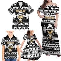 Personalized Power Black Ranger Santa Claus Family Matching Off Shoulder Maxi Dress and Hawaiian Shirt Funny Christmas - Wonder Print Shop