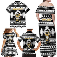 Personalized Power Black Ranger Santa Claus Family Matching Off Shoulder Maxi Dress and Hawaiian Shirt Funny Christmas - Wonder Print Shop