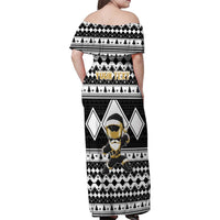 Personalized Power Black Ranger Santa Claus Family Matching Off Shoulder Maxi Dress and Hawaiian Shirt Funny Christmas - Wonder Print Shop