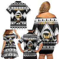Personalized Power Black Ranger Santa Claus Family Matching Off Shoulder Short Dress and Hawaiian Shirt Funny Christmas - Wonder Print Shop