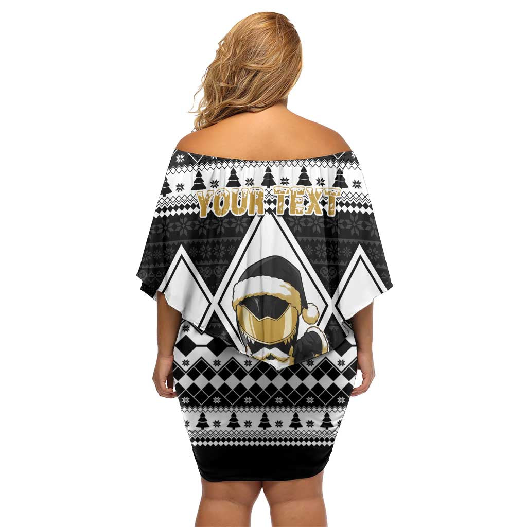 Personalized Power Black Ranger Santa Claus Family Matching Off Shoulder Short Dress and Hawaiian Shirt Funny Christmas - Wonder Print Shop