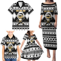 Personalized Power Black Ranger Santa Claus Family Matching Puletasi and Hawaiian Shirt Funny Christmas - Wonder Print Shop