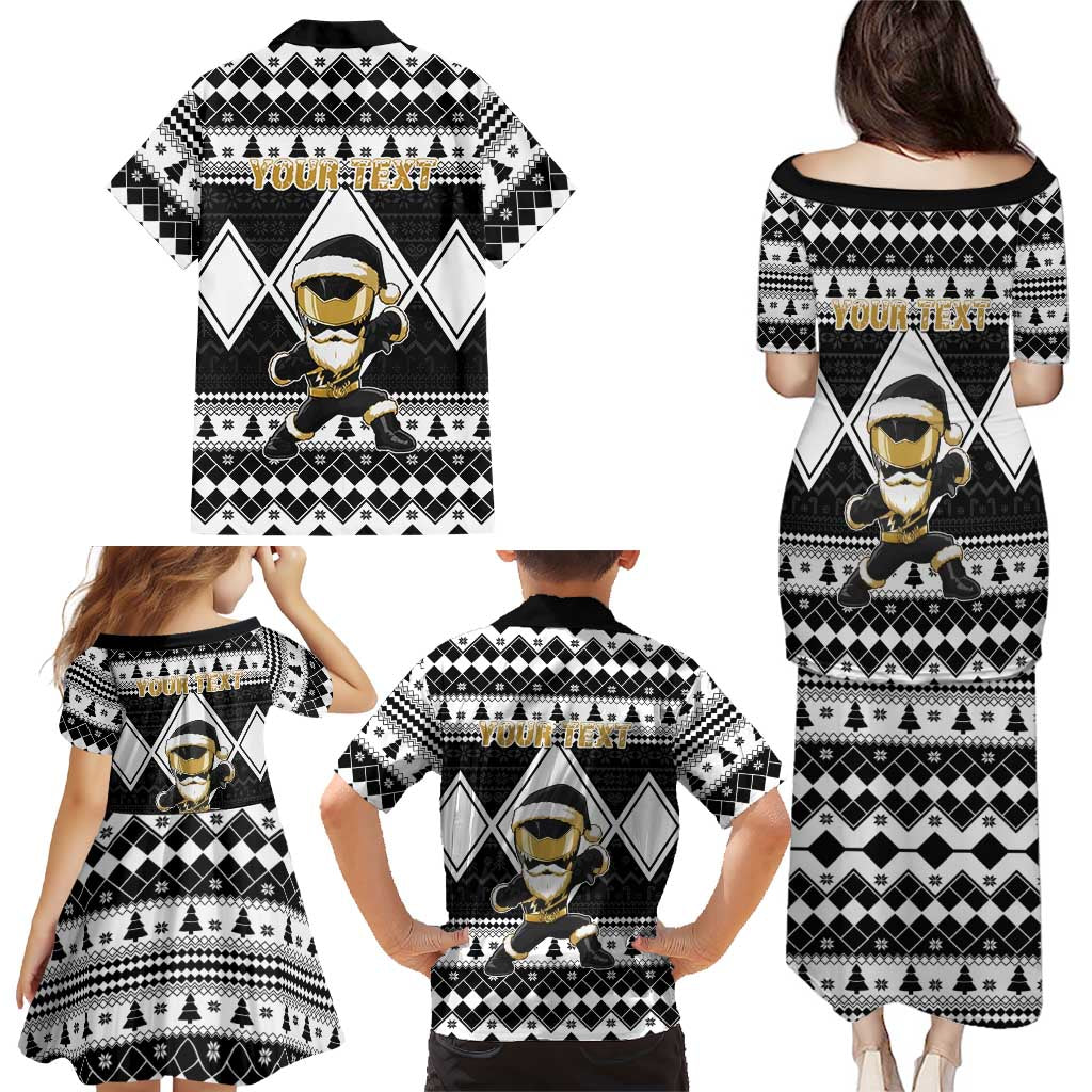 Personalized Power Black Ranger Santa Claus Family Matching Puletasi and Hawaiian Shirt Funny Christmas - Wonder Print Shop