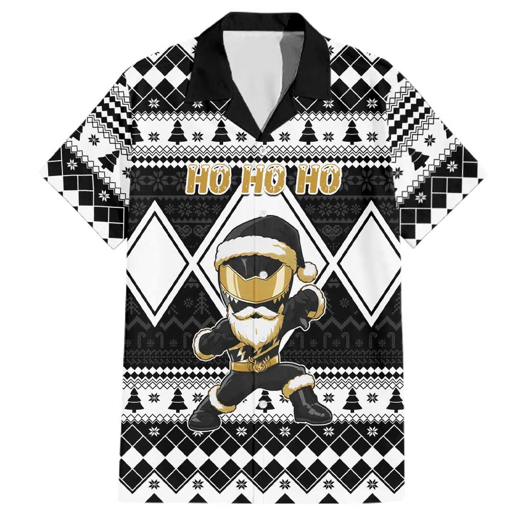 Personalized Power Black Ranger Santa Claus Family Matching Puletasi and Hawaiian Shirt Funny Christmas - Wonder Print Shop