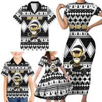 Personalized Power Black Ranger Santa Claus Family Matching Short Sleeve Bodycon Dress and Hawaiian Shirt Funny Christmas - Wonder Print Shop