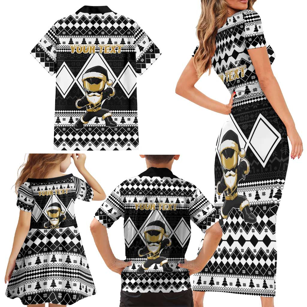 Personalized Power Black Ranger Santa Claus Family Matching Short Sleeve Bodycon Dress and Hawaiian Shirt Funny Christmas - Wonder Print Shop