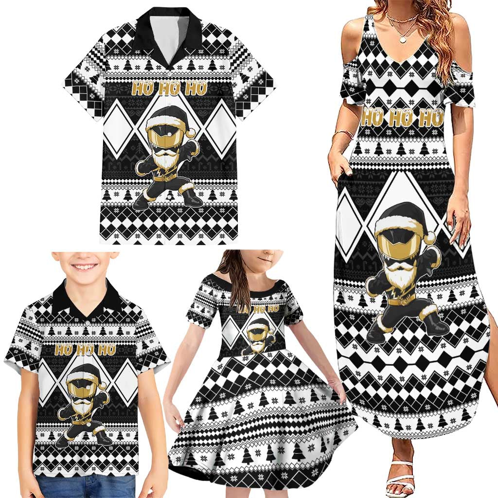 Personalized Power Black Ranger Santa Claus Family Matching Summer Maxi Dress and Hawaiian Shirt Funny Christmas - Wonder Print Shop