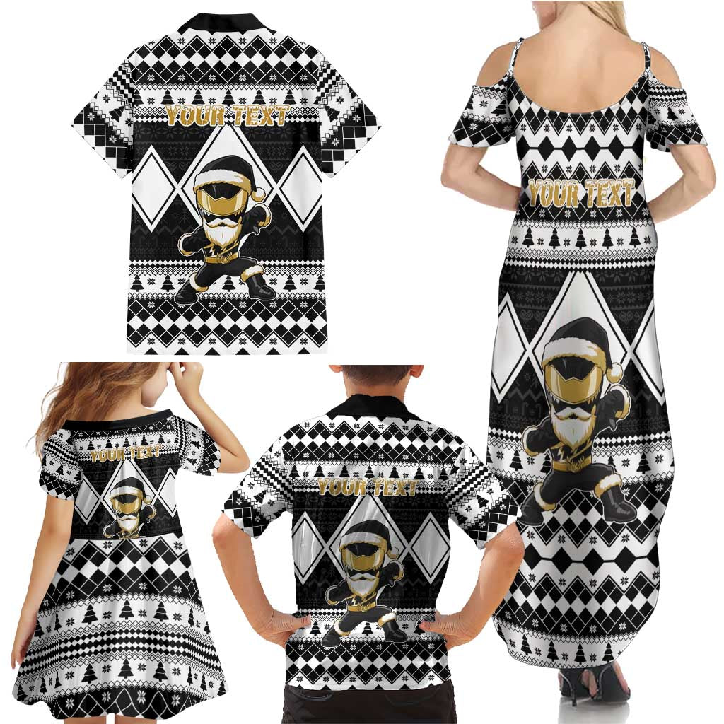 Personalized Power Black Ranger Santa Claus Family Matching Summer Maxi Dress and Hawaiian Shirt Funny Christmas - Wonder Print Shop
