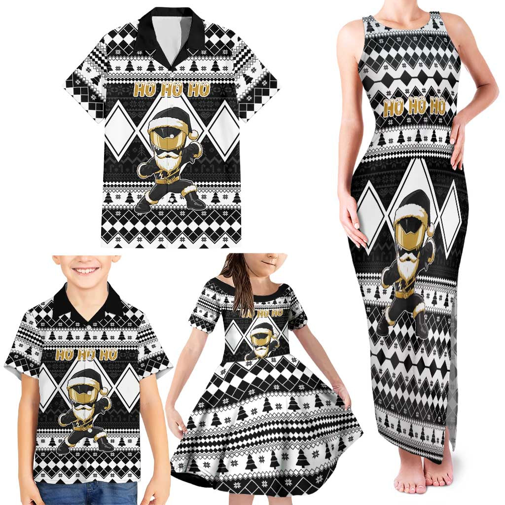 Personalized Power Black Ranger Santa Claus Family Matching Tank Maxi Dress and Hawaiian Shirt Funny Christmas - Wonder Print Shop