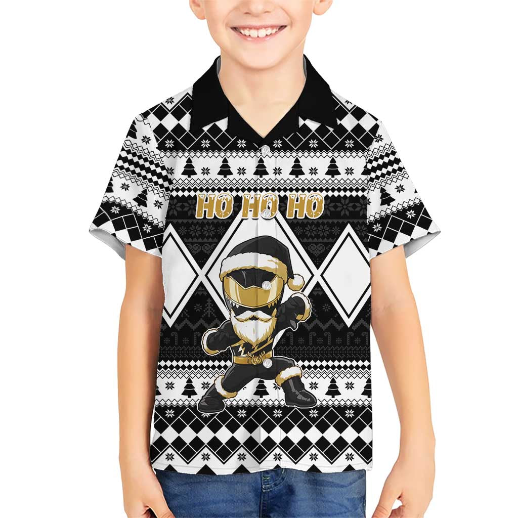 Personalized Power Black Ranger Santa Claus Family Matching Tank Maxi Dress and Hawaiian Shirt Funny Christmas - Wonder Print Shop