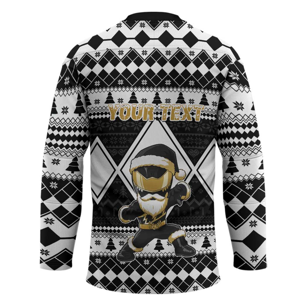 Personalized Power Black Ranger Santa Claus Hockey Jersey Funny Christmas - Wonder Print Shop