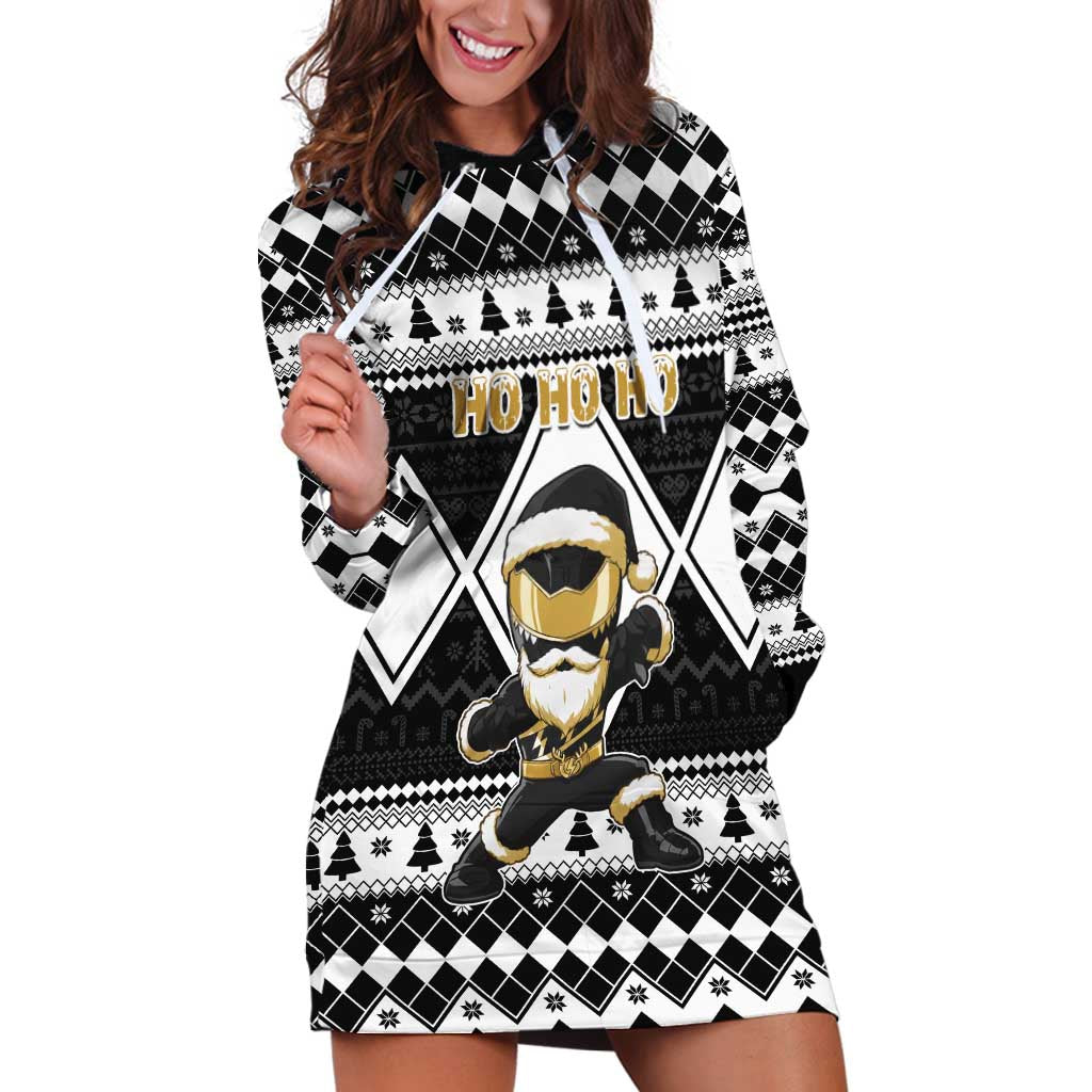 Personalized Power Black Ranger Santa Claus Hoodie Dress Funny Christmas - Wonder Print Shop