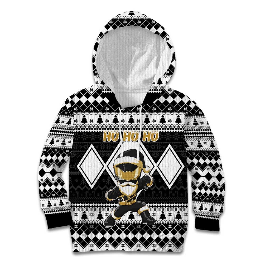 Personalized Power Black Ranger Santa Claus Kid Hoodie Funny Christmas - Wonder Print Shop