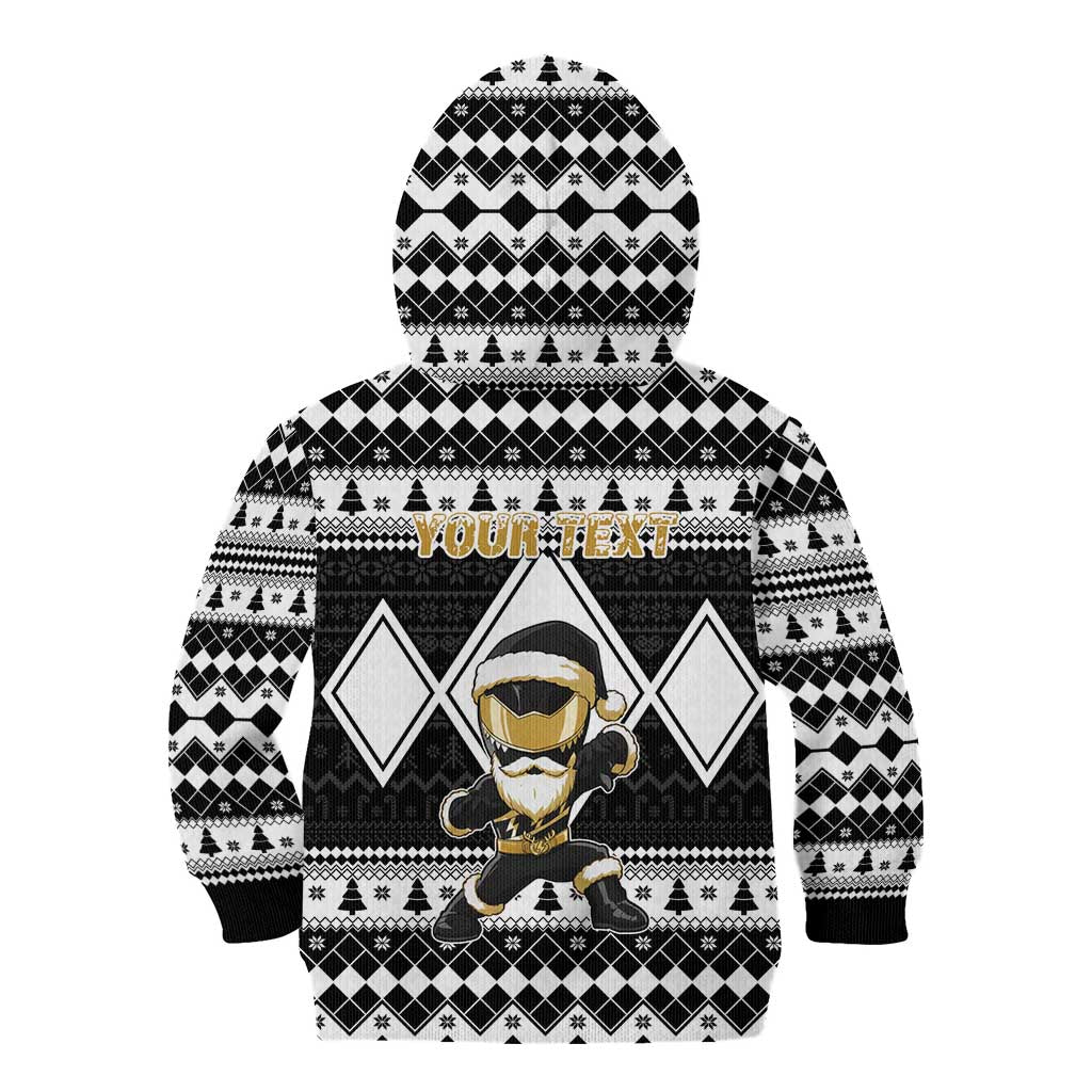 Personalized Power Black Ranger Santa Claus Kid Hoodie Funny Christmas - Wonder Print Shop