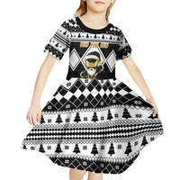 Personalized Power Black Ranger Santa Claus Kid Short Sleeve Dress Funny Christmas - Wonder Print Shop