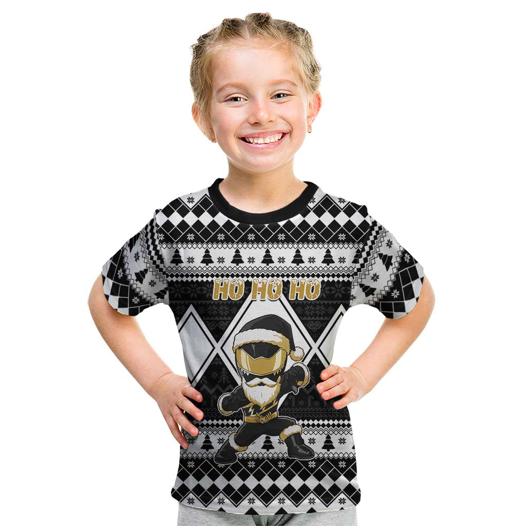 Personalized Power Black Ranger Santa Claus Kid T Shirt Funny Christmas - Wonder Print Shop