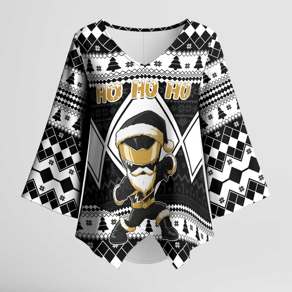 Personalized Power Black Ranger Santa Claus Kimono Sleeve Blouse Funny Christmas - Wonder Print Shop